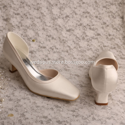 Ladies 2 inch White Ivory Chunky Heels for Wedding